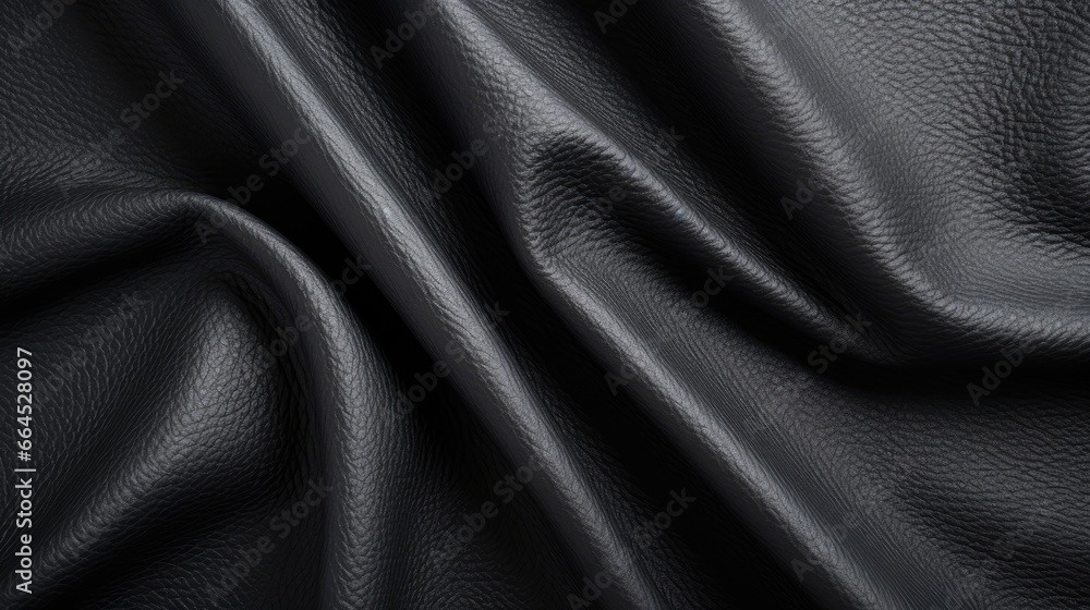 Fototapeta premium Black Leather texture close up as background. The material for the goods