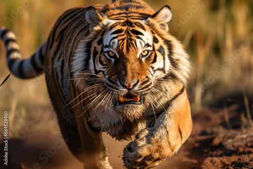 Running Ussuri tiger in the wild