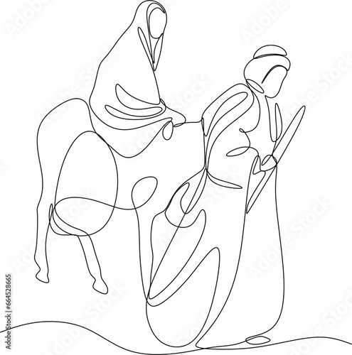 continuous line drawing of Nativity of Jesus