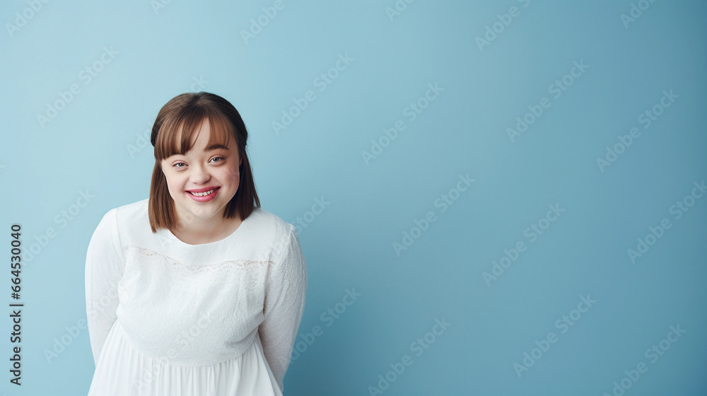 beautiful girl with down syndrome with copy space, differently-abled girl, people with disability day beautiful girl with down syndrome with copy space, differently-abled girl, people with disability day