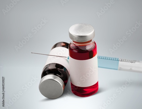 A single vial of vaccine for medical injection