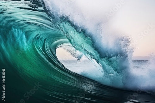 Extreme close up of thrashing emerald ocean waves. © Md