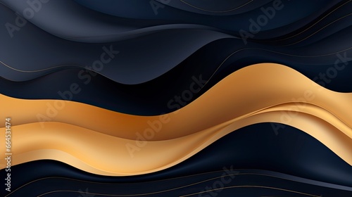 Gold and navy blue waves abstract.
