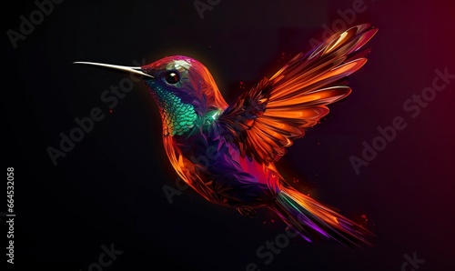hummingbird logo with multiple colors flying through the air.. © Md