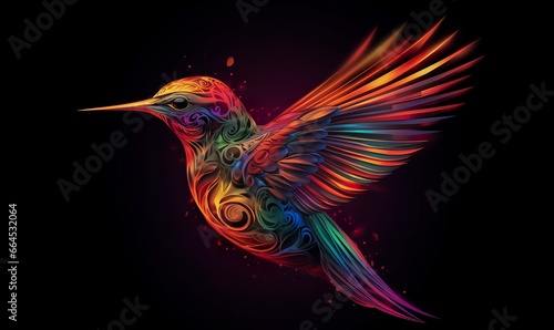 hummingbird logo with multiple colors flying through the air.. © Md