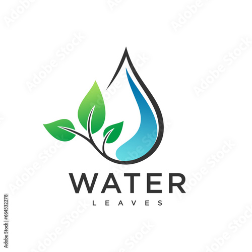 Abstract leaf waterdrop nature logo vector image