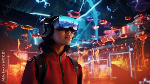 Visualize users wearing VR headsets and interacting with virtual environments, emphasizing the transformative and immersive nature of VR technology