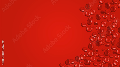 Anemia realistic vector banner template. Red blood cells 3d  design, 3d  Vector illustration. erythrocyte on red background, health care concept, brochure with text space