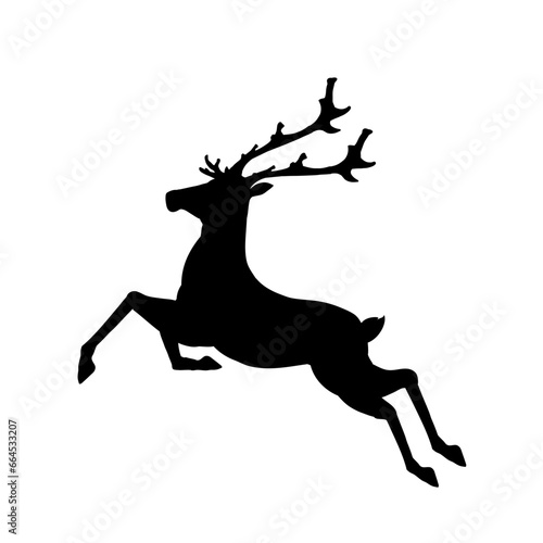 silhouette of jumping reindeer - vector illustration