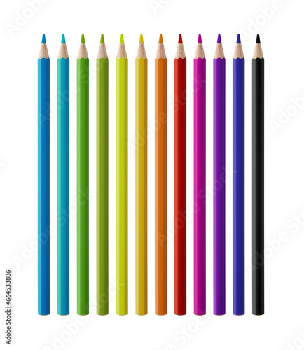 Set of color wooden pencil collection on white background