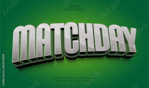 Matchday text effect style. Editable Text Effect Style 3d sport silver with esport comic.