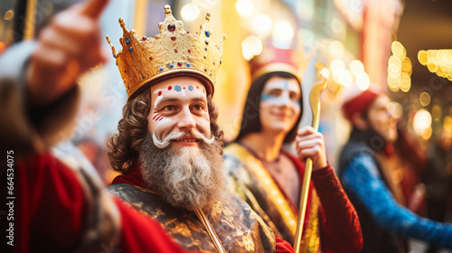 Three Kings' Day and Saint Nicholas Day Face Painting Activity, the Three Kings’ Day, Saint Nicholas Day, with copy space, blurred background