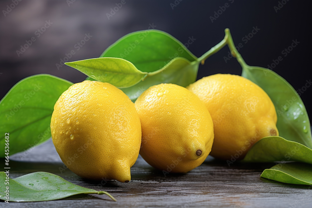 Fresh lemons on the table close up
