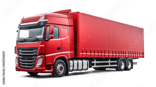 Red truck isolated on transparent background