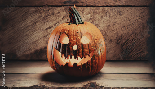 illustrazione di zucca intagliata e illuminata per la festività di Halloween photo
