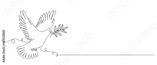 dove of peace line art style vector illustration
