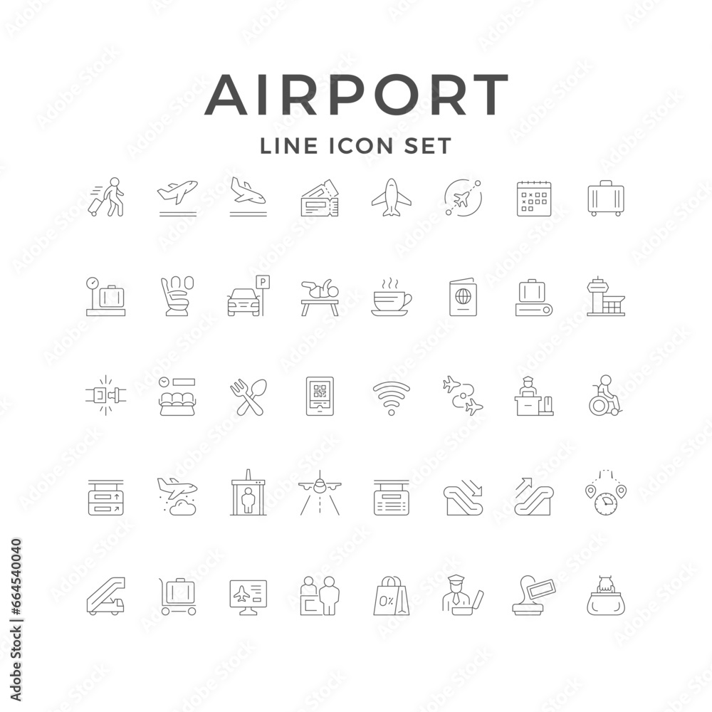 Set line icons of airport Set line icons of airport