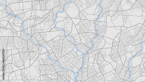 Gray city area, background map, streets. Skyline urban panorama. Cartography illustration. Widescreen proportion, digital flat design streetmap. Vector City top view. View from above the map