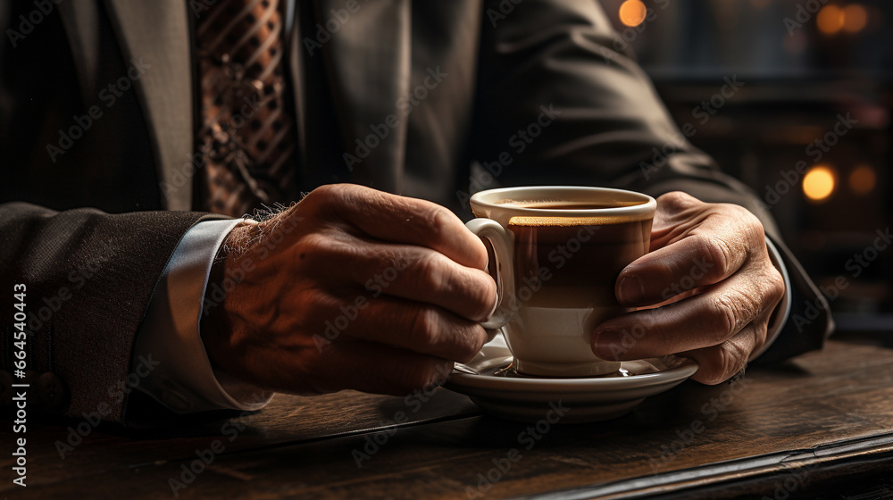 コーヒーカップを持つビジネスマン コーヒーカップを持つビジネスマン