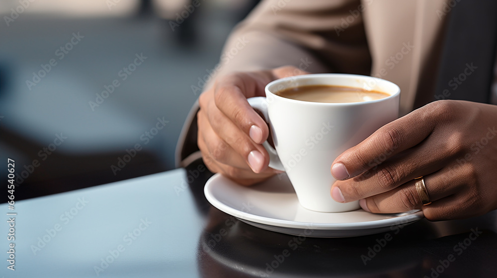 コーヒーカップを持つビジネスマン