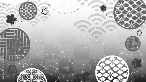 正月の和風背景動画　キラキラ　ループ素材（黒）