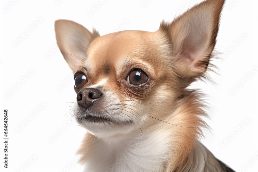 Portrait of Chihuahua dog in front of white background