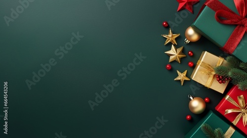 christmas top view photo in green theme