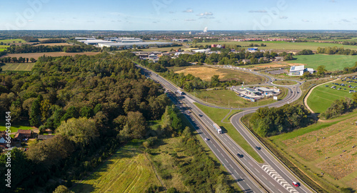 An aerial view of Junction 45 of the A14 near Rougham in Suffolk, UK