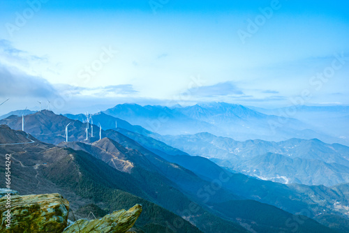 Zhufengding, Ganzhou City, Jiangxi Province - wind turbines on high mountains photo