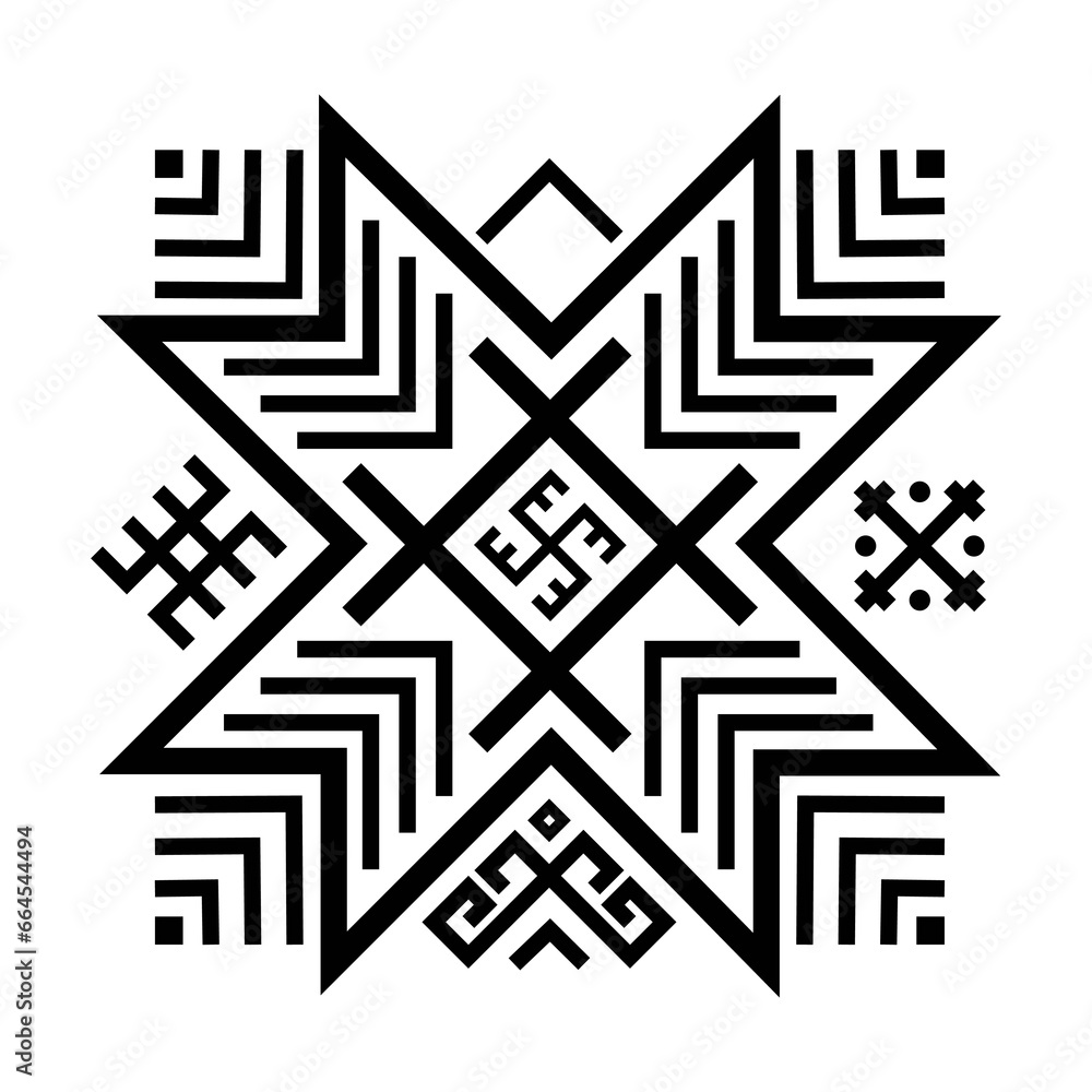 Old baltic Folk star or flower snowflake symbol. - obrazy, fototapety, plakaty 