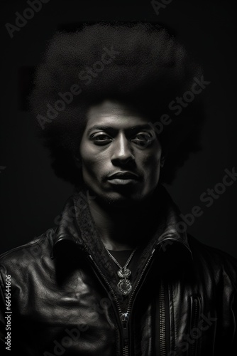 young stylish african black man with afro hair studio shot, confident male with curly hairstyle
