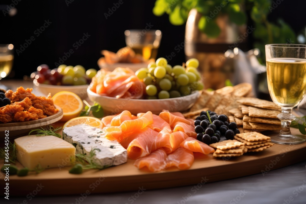 Seacuterie - Smoked Salmon paired with Crisp Crackers - AI Generated