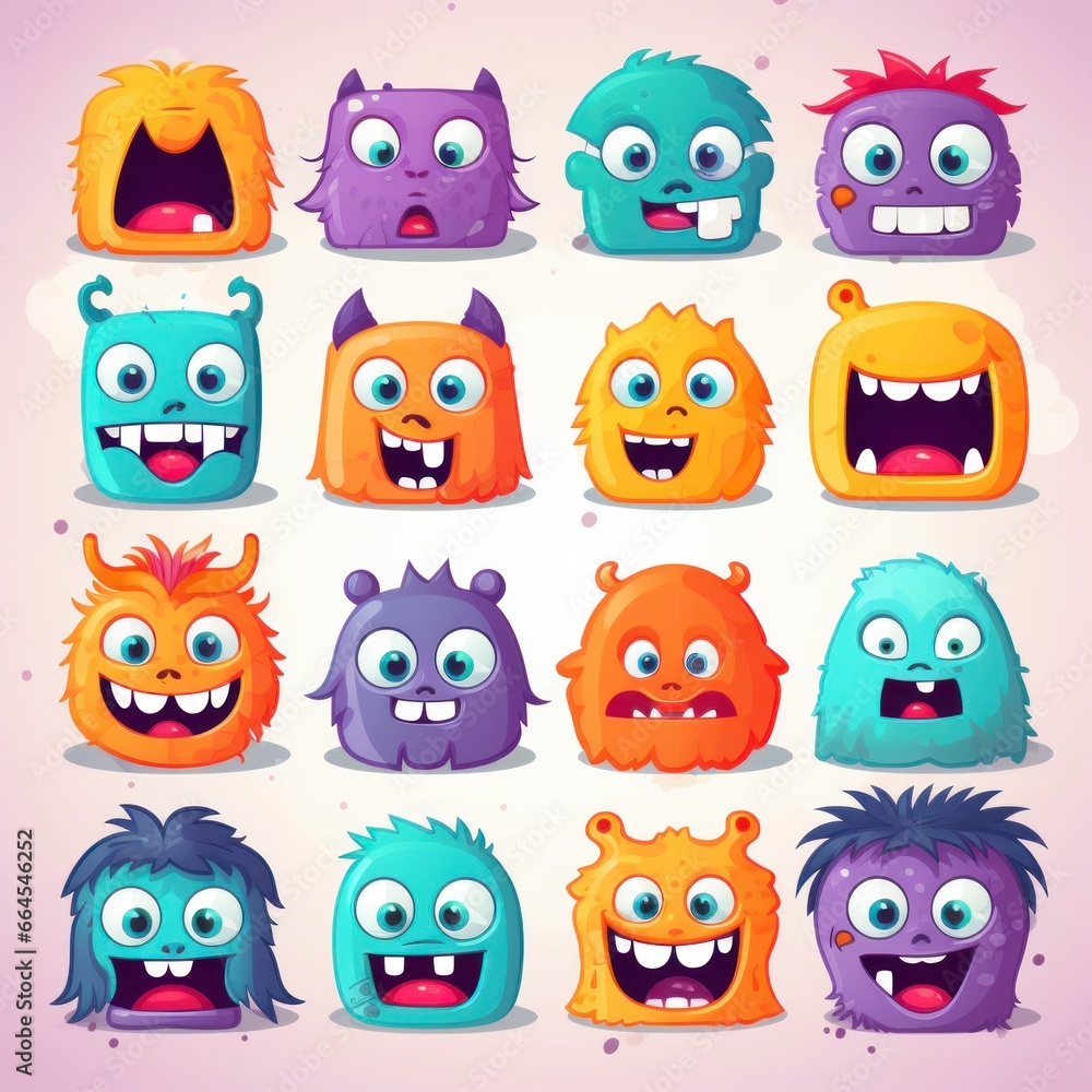 Fototapeta premium cartoon caricatures with different colors, eyes