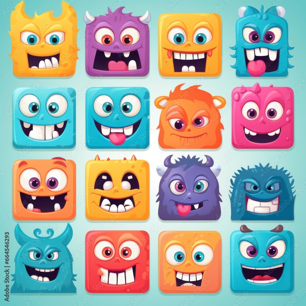cartoon caricatures with different colors, eyes, ears cartoon caricatures with different colors, eyes, ears