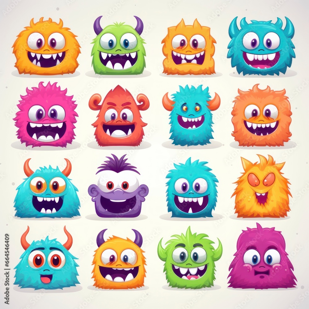 cartoon caricatures with different colors, eyes, ears, teeth, sizes, expressions cartoon caricatures with different colors, eyes, ears, teeth, sizes, expressions