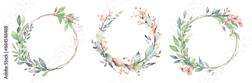 watercolor frame flowers, a set of illustrations in handmade watercolor style on a white background, generative ai