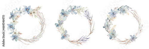 watercolor frame flowers  a set of illustrations in handmade watercolor style on a white background  generative ai