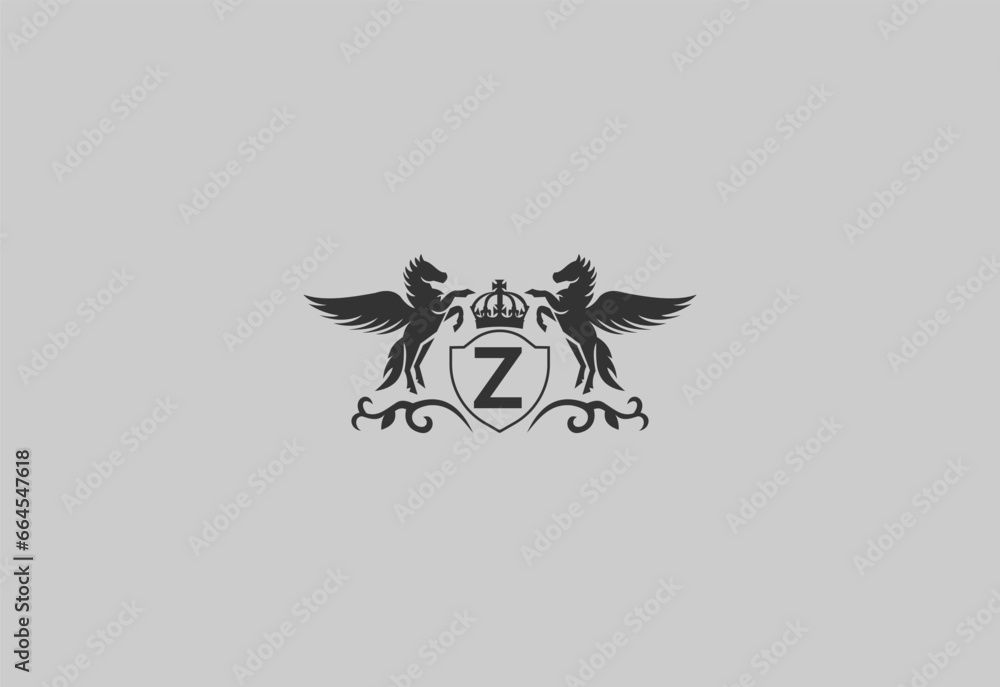 Fototapeta premium letter Z and pegasus logo vector. horse logo.