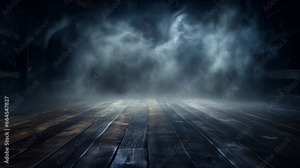 dark wooden floor, smoke and smoke background. empty place. dark wooden floor, smoke and smoke background. empty place.