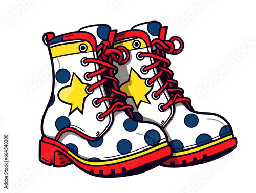 Doodle Clown shoes, cartoon sticker, sketch, vector, Illustration, minimalistic