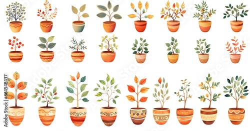 Fototapeta Naklejka Na Ścianę i Meble -  watercolor painting style illustration of foliage pot plants collection set, isolated on white background, Generative Ai