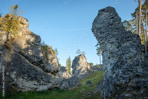 Huge dolomite rocks in wental rock ocean landscape Germany photo