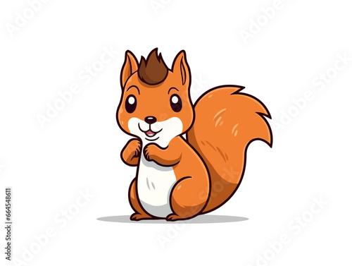 Doodle Squirrel holding Gotcha! sign, cartoon sticker, sketch, vector, Illustration, minimalistic
