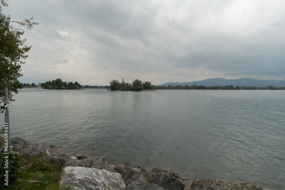 Lake of Constance on an overcast day in Bregenz in Austria