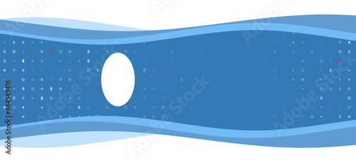 Blue wavy banner with a white ellipse symbol on the left. On the background there are small white shapes, some are highlighted in red. There is an empty space for text on the right side