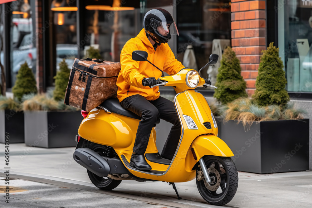 Delivery man on scooter