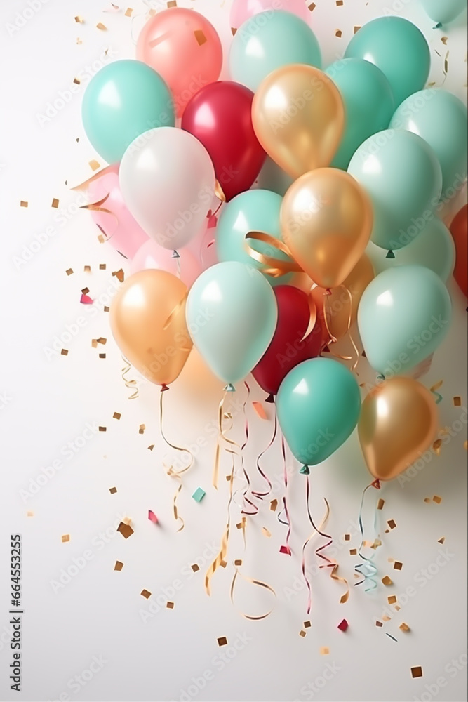Funny invitation card with balloons, for children's parties or other uses. AI generated Funny invitation card with balloons, for children's parties or other uses. AI generated