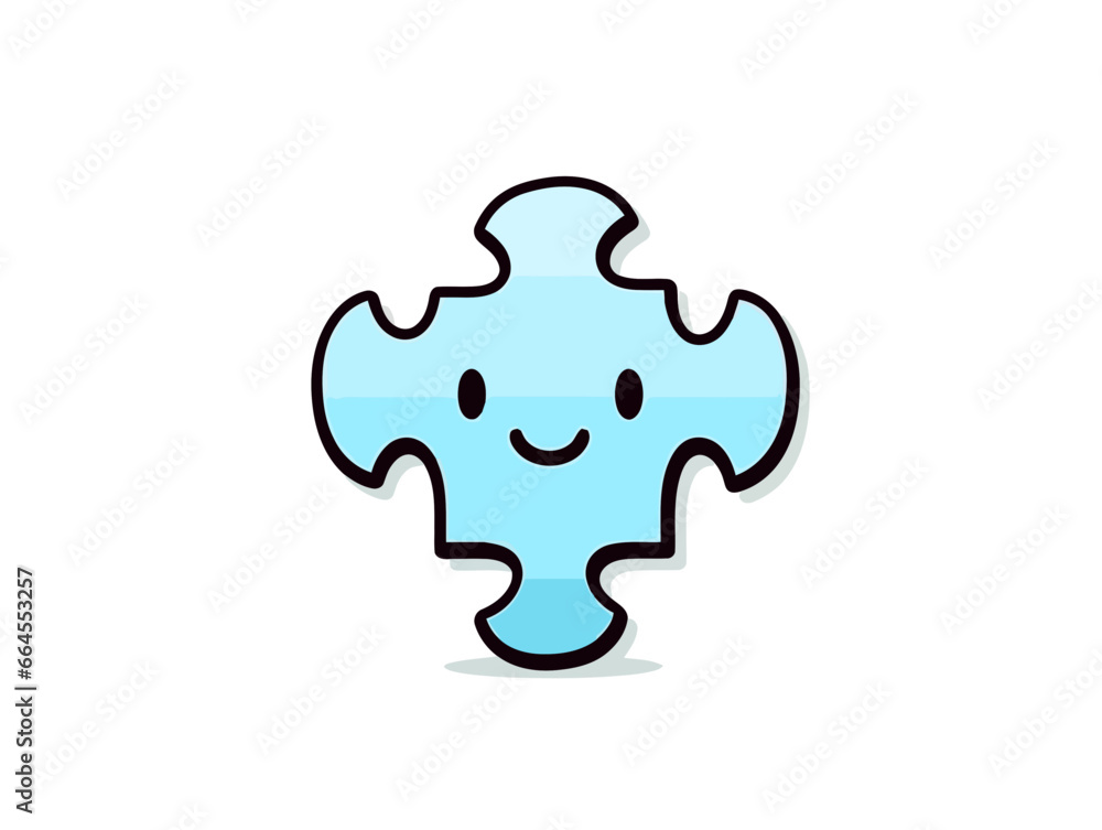 Doodle Single puzzle piece, cartoon sticker, sketch, vector, Illustration, minimalistic Doodle Single puzzle piece, cartoon sticker, sketch, vector, Illustration, minimalistic