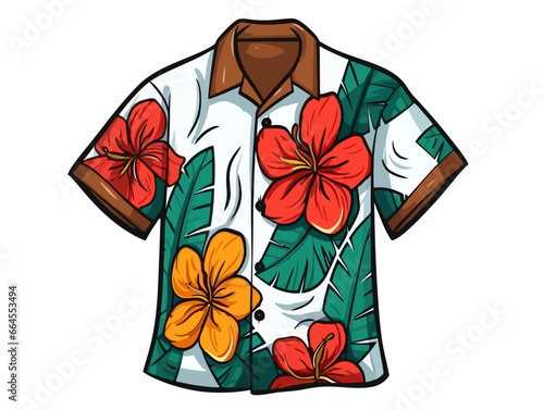 Doodle Aloha shirt, cartoon sticker, sketch, vector, Illustration, minimalistic