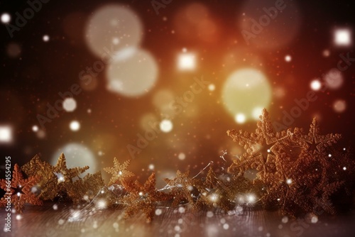 Christmas stars, bokeh and snowflakes - banner | background. Generative AI